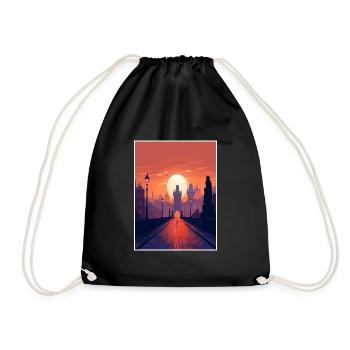 Prague Czech Republic Vintage Travel Poster WPA - Drawstring Bag - black - Front
