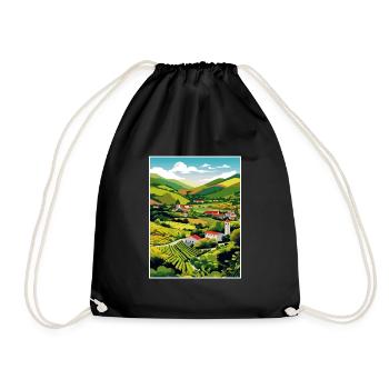 Douro Valley Portugal Vintage Travel Poster WPA - Drawstring Bag - black - Front