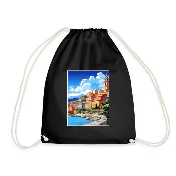 Menton France Vintage voyage affiche WPA Souvenir - Sac de sport léger - noir - Devant