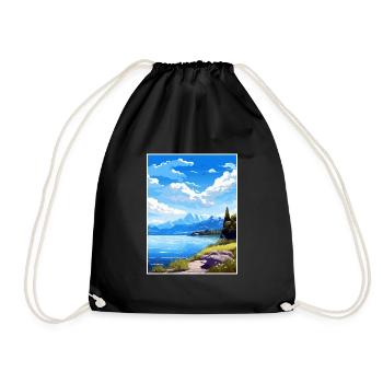 Lac du Bourget Déco Vintage Voyage Poster Souvenir - Sac de sport léger - noir - Devant
