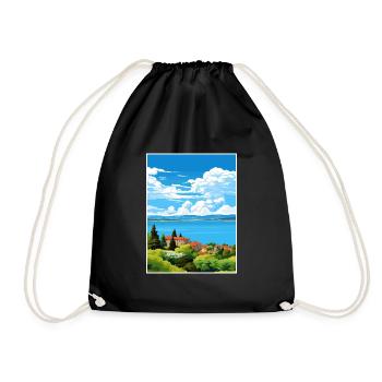 Lac de Bolsena Italie Vintage voyage affiche Souvenir - Sac de sport léger - noir - Devant