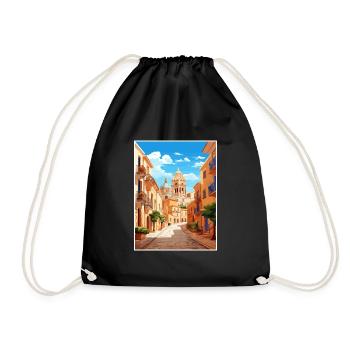 Alicante Spain Vintage Travel Poster WPA Souvenir - Drawstring Bag - black - Front