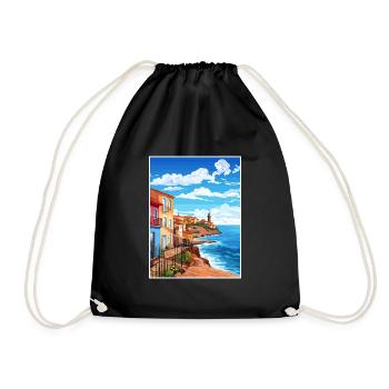 Asturias Spain Vintage Travel Poster WPA Souvenir - Drawstring Bag - black - Front