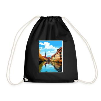 Nuremberg Decoration Germany Vintage Travel Poster - Drawstring Bag - black - Front