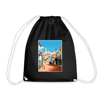 Albufeira Portugal Cascais Vintage Travel Poster - Drawstring Bag - black - Front