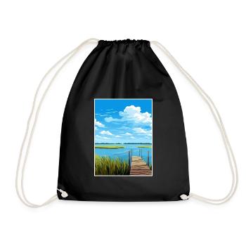 Lake Albufera Spain Ibiza Deco Travel Poster - Drawstring Bag - black - Front