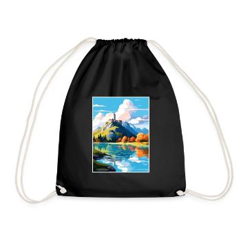 Bled Castle Slovenia Vintage Travel Poster WPA Art - Drawstring Bag - black - Front