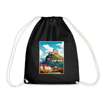 Ljubljana Slovenia Vintage Travel Poster Souvenir - Drawstring Bag - black - Front