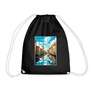Gdansk Polish Baltic Coast Poland Travel Poster - Drawstring Bag - black - Front