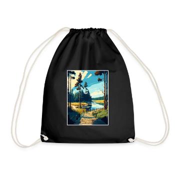Bory Tucholskie Poland Vintage Travel Poster WPA - Drawstring Bag - black - Front