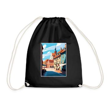 Olsztyn Poland Vintage Travel Poster WPA Souvenir - Drawstring Bag - black - Front