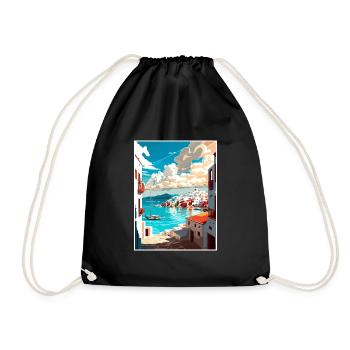 Naxos Greece Decoration Vintage Travel Poster WPA - Drawstring Bag - black - Front