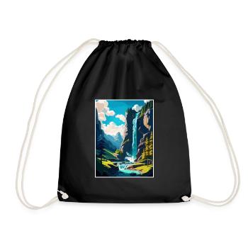 Trummelbach Falls Switzerland Travel Poster - Drawstring Bag - black - Front