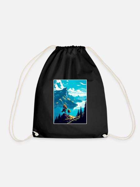 Rigi Schweiz Vintage Reiseposter Souvenir - Turnbeutel - Schwarz