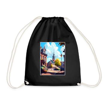 Lund Sweden Vintage Travel Poster WPA Souvenir - Drawstring Bag - black - Front
