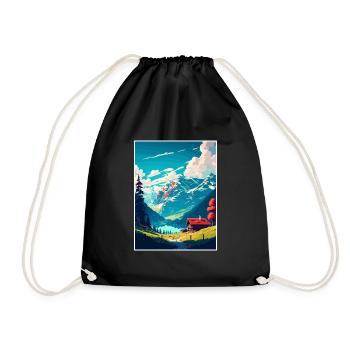 Schrattenfluh Switzerland Vintage Travel Poster - Drawstring Bag - black - Front