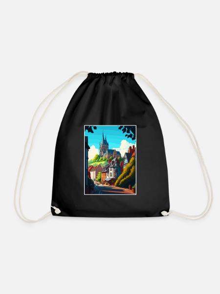 Marburg Deutschland Vintage Reiseposter WPA Souvenir - Turnbeutel - Schwarz