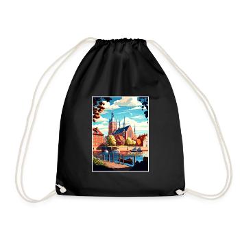 Orebro Sweden Vintage Travel Poster WPA Souvenir - Drawstring Bag - black - Front