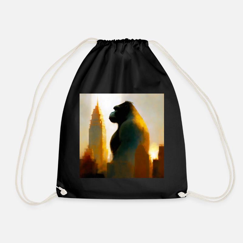 Gorilla 02 - Drawstring Bag - black