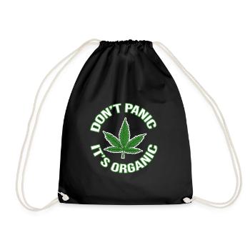 Gras Hanf Blatt kiffen - Don't panic it's organic - Turnbeutel - Schwarz - Vorne