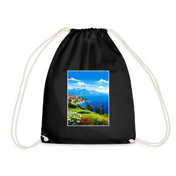 Gardasee Dekoration Vintage Reiseposter WPA - Turnbeutel - Schwarz - Vorne