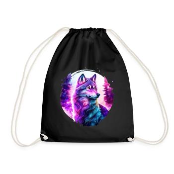 Wolf - Drawstring Bag - black - Front