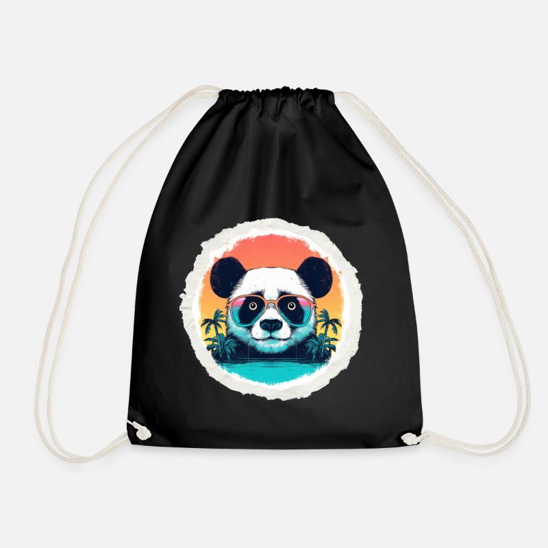 Baby panda in holidays - Drawstring Bag - black