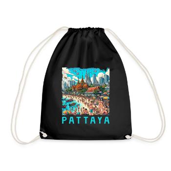 Pattaya Thailand Strand Design - Turnbeutel - Schwarz - Vorne