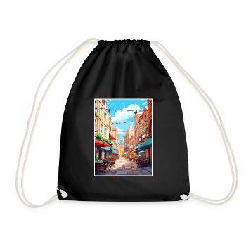 Covent Garden London England Vintage Travel Poster - Drawstring Bag - black - Front