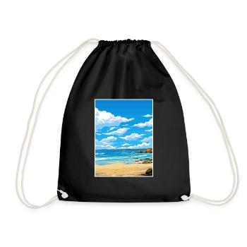 Porthgwidden Beach Cornwall Affiche de voyage Vintage - Sac de sport léger - noir - Devant