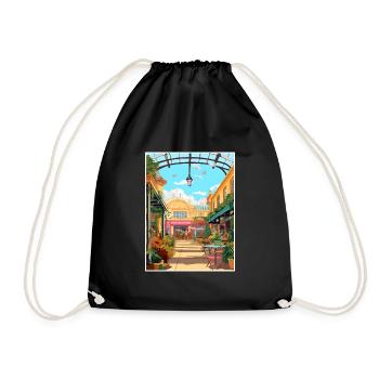 Covent Garden London England Vintage Travel Poster - Drawstring Bag - black - Front