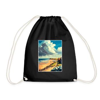 Saltburn au bord de la mer Angleterre Vintage voyage affiche - Sac de sport léger - noir - Devant