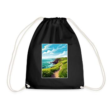 St Davids Head Pembrokeshire Vintage Travel Poster - Drawstring Bag - black - Front