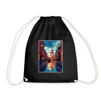 St Paul S Cathedral London England Travel Poster - Drawstring Bag - black - Front