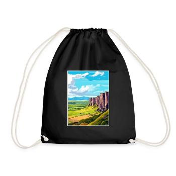 Salisbury Crags Edinburgh Scotland Travel Poster - Drawstring Bag - black - Front