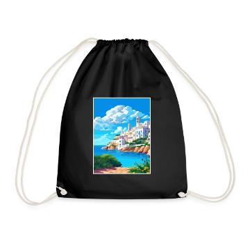 Ibiza Spanien Vintage Reiseposter WPA Souvenir - Turnbeutel - Schwarz - Vorne