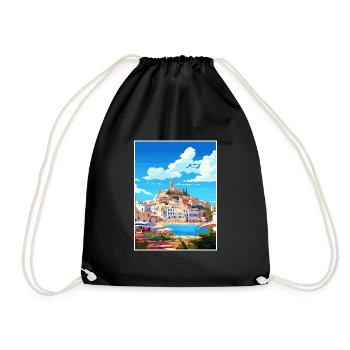 Ibiza Spanien Vintage Reiseposter WPA Souvenir - Turnbeutel - Schwarz - Vorne