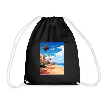 Costa Blanca Spain Vintage Travel Poster Souvenir - Drawstring Bag - black - Front