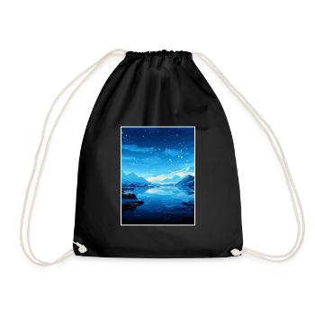 Iceland Vintage Travel Poster WPA Souvenir - Drawstring Bag - black - Front