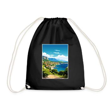 Kroatien Vintage Reiseposter WPA Souvenir - Turnbeutel - Schwarz - Vorne