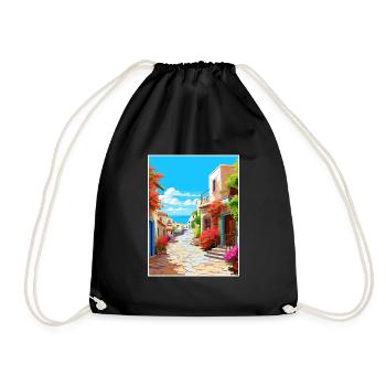 Crete Greece Decoration Vintage Travel Poster WPA - Drawstring Bag - black - Front