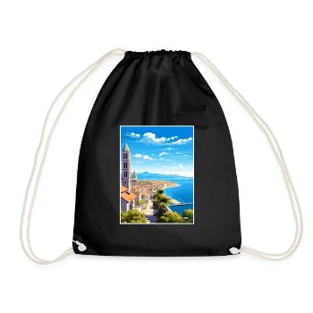 Split Kroatien Vintage Reiseposter WPA Souvenir - Turnbeutel - Schwarz - Vorne
