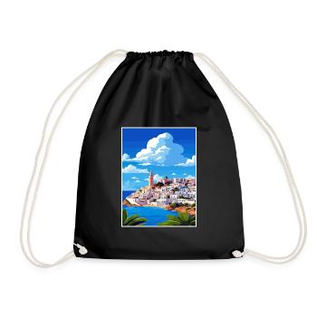 Ibiza Spanien Vintage Reiseposter WPA Souvenir - Turnbeutel - Schwarz - Vorne
