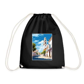Tavira Portugal Vintage Reiseposter WPA Souvenir - Turnbeutel - Schwarz - Vorne