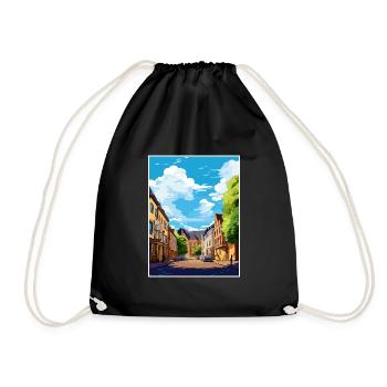 Krefeld Decoration Germany Vintage Travel Poster - Drawstring Bag - black - Front