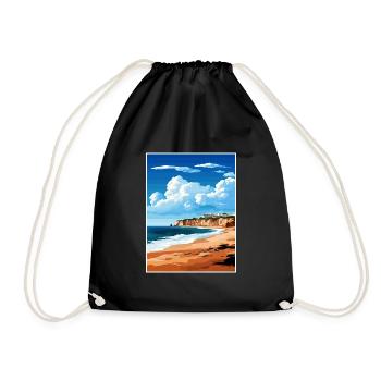 Sagres Portugal Vintage Travel Poster WPA Souvenir - Drawstring Bag - black - Front