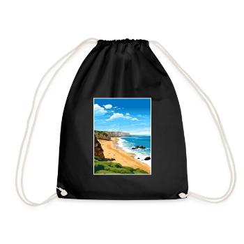 Sagres Portugal Vintage Travel Poster WPA Souvenir - Drawstring Bag - black - Front