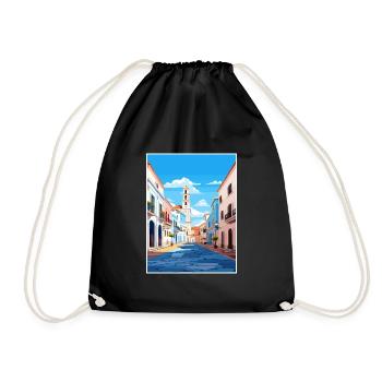 Tavira Portugal Vintage Reiseposter WPA Souvenir - Turnbeutel - Schwarz - Vorne