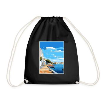 Tavira Portugal Vintage Reiseposter WPA Souvenir - Turnbeutel - Schwarz - Vorne