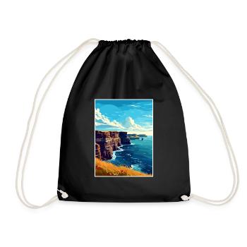 Falaises de Moher Irlande Vintage voyage affiche WPA - Sac de sport léger - noir - Devant